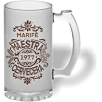 Bee Ingenious Jarra cerveza personalizada de cristal esmerilado. Jarra de cerveza original: Maestra cervecera con nombre…